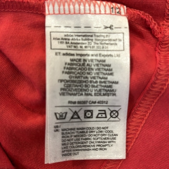 EUC Adidas Stella McCartney collab salmon pink with orange spellout bar t-shirt - Picture 7 of 7